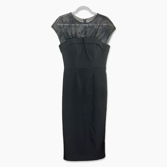 MAC DUGGAL Dress Size 8 Black Color Midi Lace Detail Top Portion GUC - Picture 1 of 4